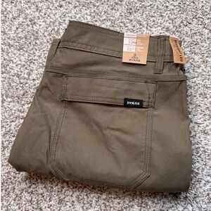 PrAna Zion II 32x30 Stretch Pant Relaxed Fit Straight Leg Slate Green Hiking New